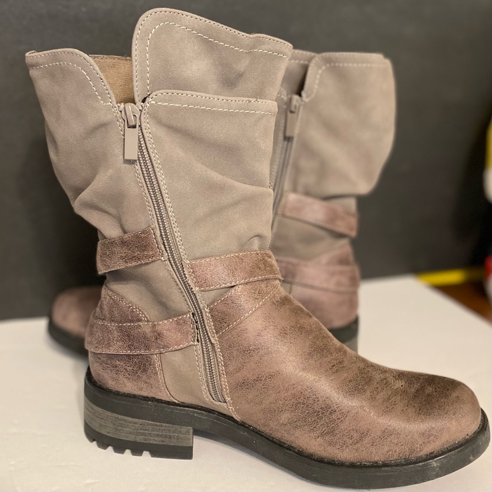 Torrid Grey STRAPPY SLOUCH MOTO BOOTS 9.5W - Picture 5 of 13